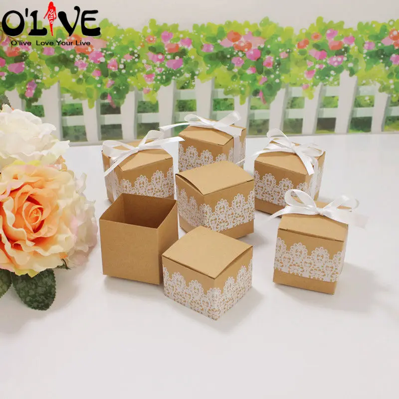 50 шт. крафт подарочная коробка конфет Babyshower вечерние свадебные сувениры Коробки