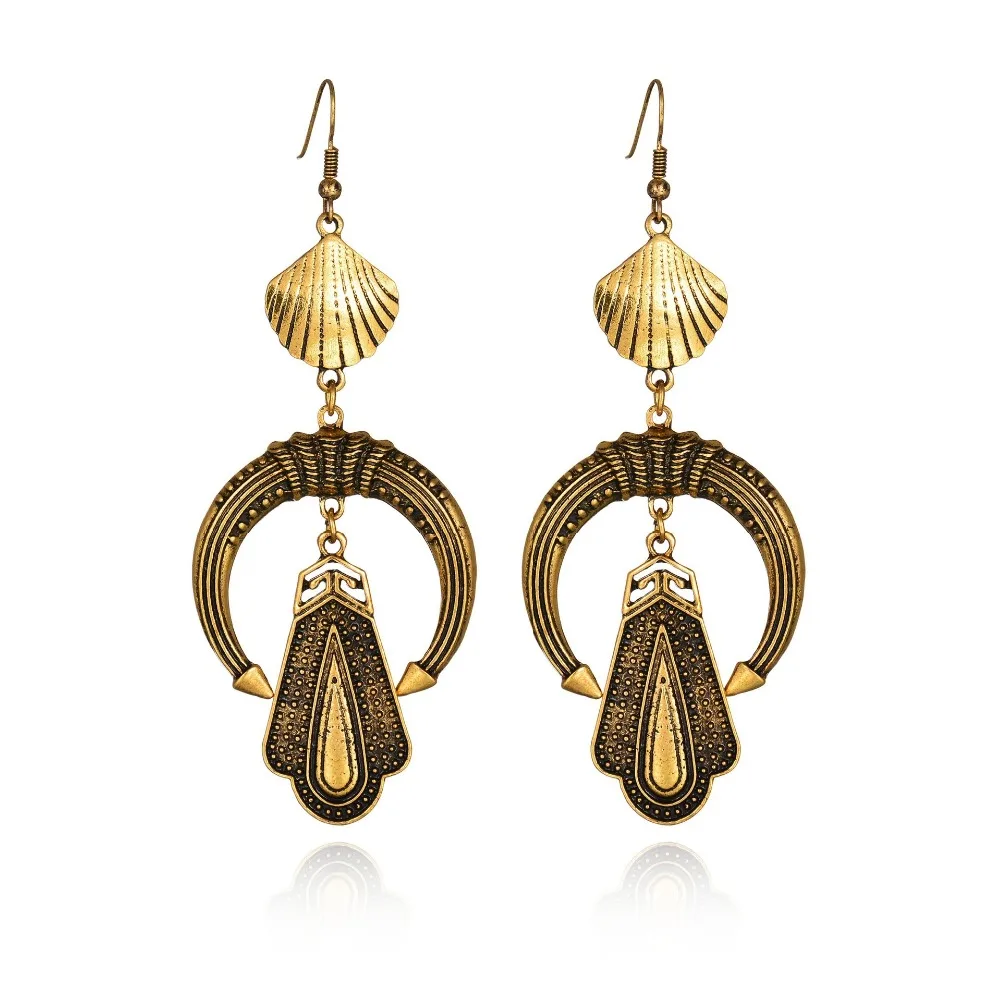 SexeMara Ethnic Jewelry Vintage Earrings For Women Geometric Metal Shell Pendant Drop Online Shopping India | Украшения и