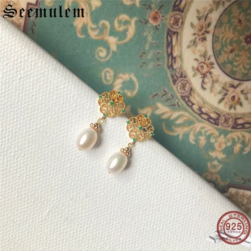 Seemulem пресноводный барочный жемчуг серьги для женщин роскошный Изумрудный дворец