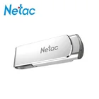 Металлический Флешка Netac 3,0 16 ГБ 32 ГБ 64 Гб 128 ГБ, поворотный флеш-диск clef USB 3,0 U388, палочка для создания логотипа Type-c, флешка, диск для ключей