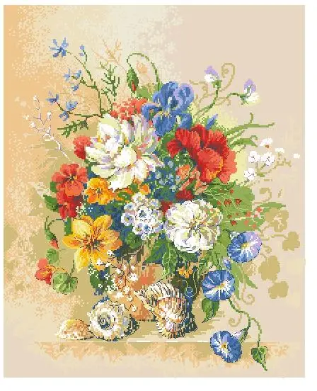 Коллекция Gold Набор для вышивки крестиком цветы и морская улитка оболочка