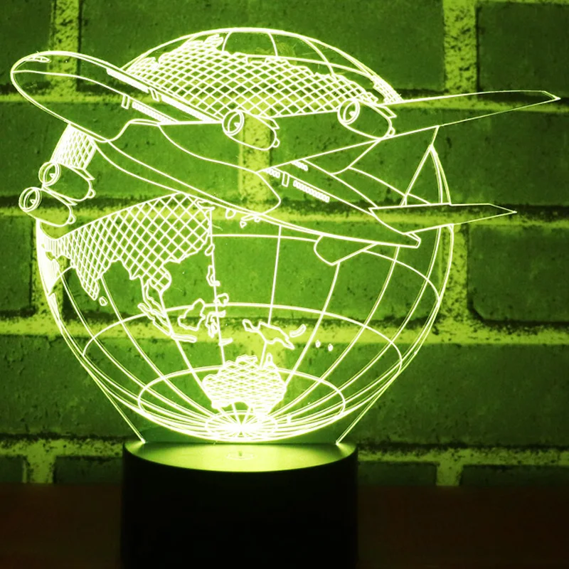 

3D LED Night Light Aircraft Plane Earth with 7 Colors Light for Home Decoration Lamp Amazing Visualization Optical Illusion