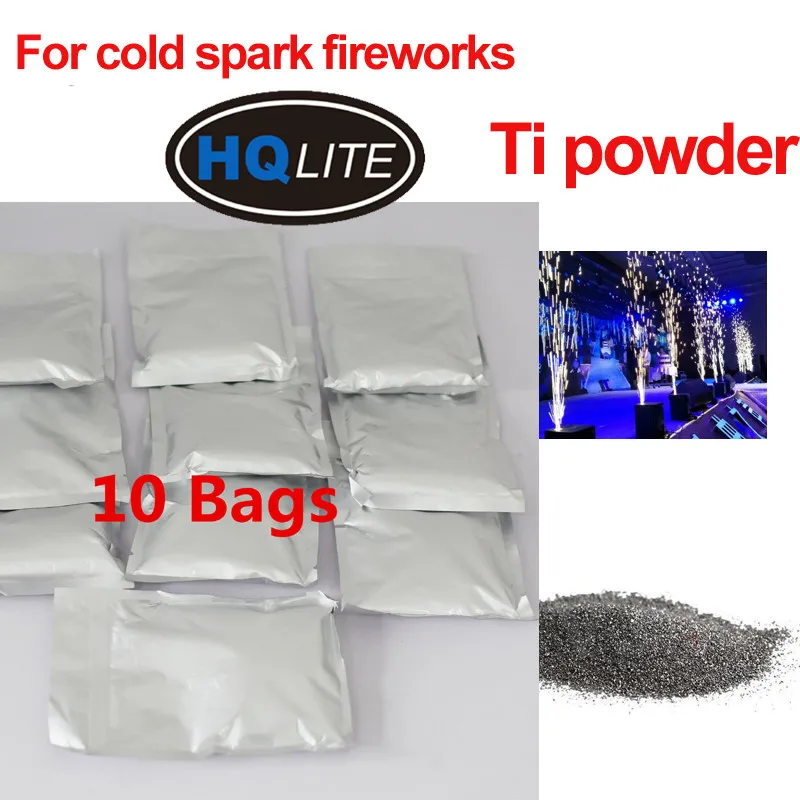 10 пакетов Ti Powder 200 г/пакет для холодной искры Firework Machine Свадьба Sparkular MSDS