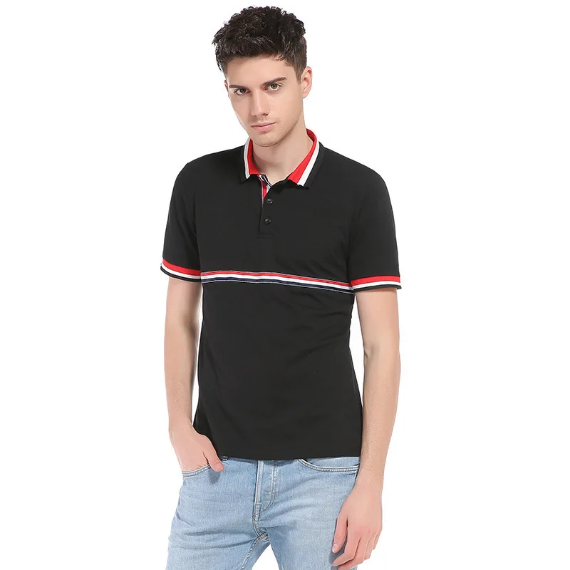 Polo Shirt Men 2017 Brand Clothing Hem Stripes Lapel Cotton Short Sleeve Poloshirt S-XXL B86 | Мужская одежда