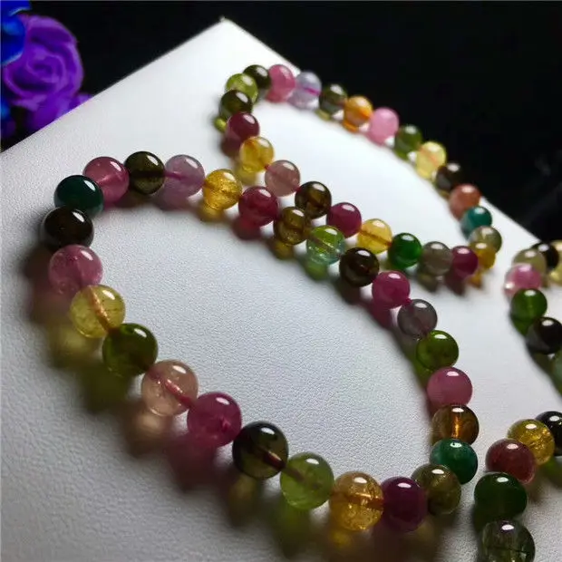 Genuine Natural Colorful Crystal Round Beads Bracelet AAAA 8-7mm | Украшения и аксессуары