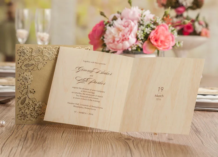 Персонализированные Великолепная Флора Дизайн золото Цвет Свадебное