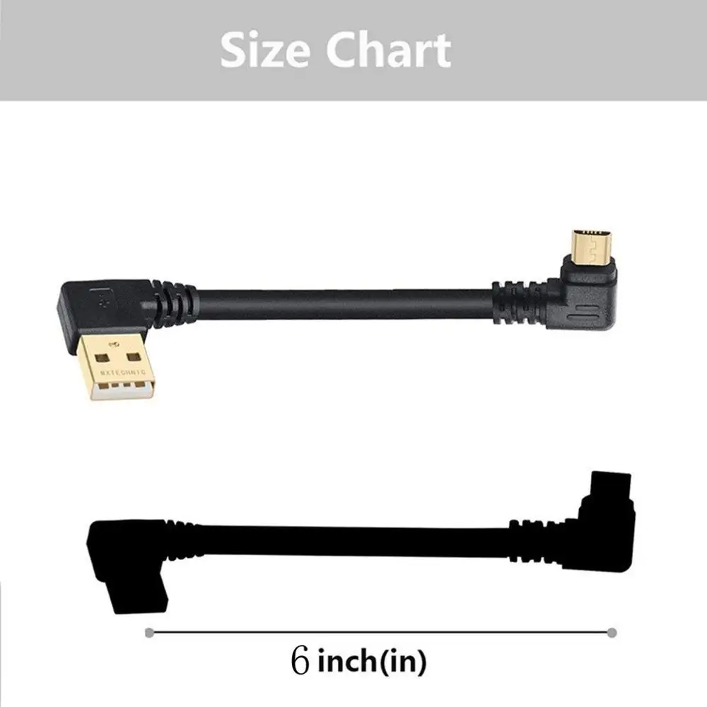 Короткий USB кабель для быстрой зарядки 90 градусов Micro шнур правый угол