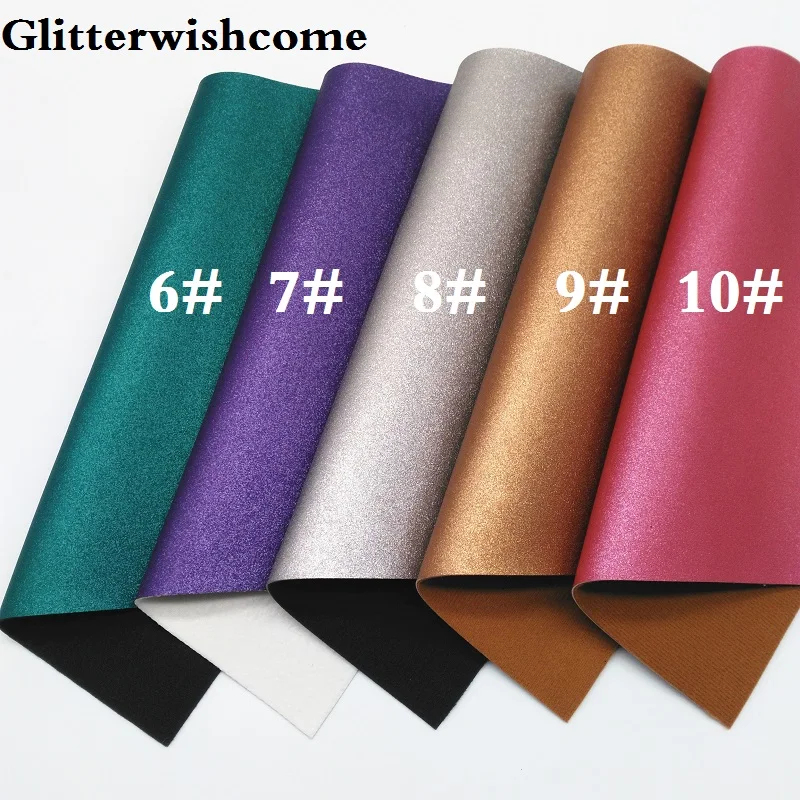 Glitterwishcome 30X134CM Mini Roll Sparkle Synthetic Leather, Metallic Leather, Faux PU Leather fabric Vinyl for Bows, GM051