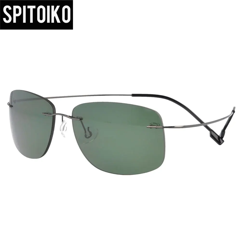 

SPITOIKO поляризационные солнцезащитные очки без оправы с металлической памятью для мужчин и женщин, быстрая доставка PC001