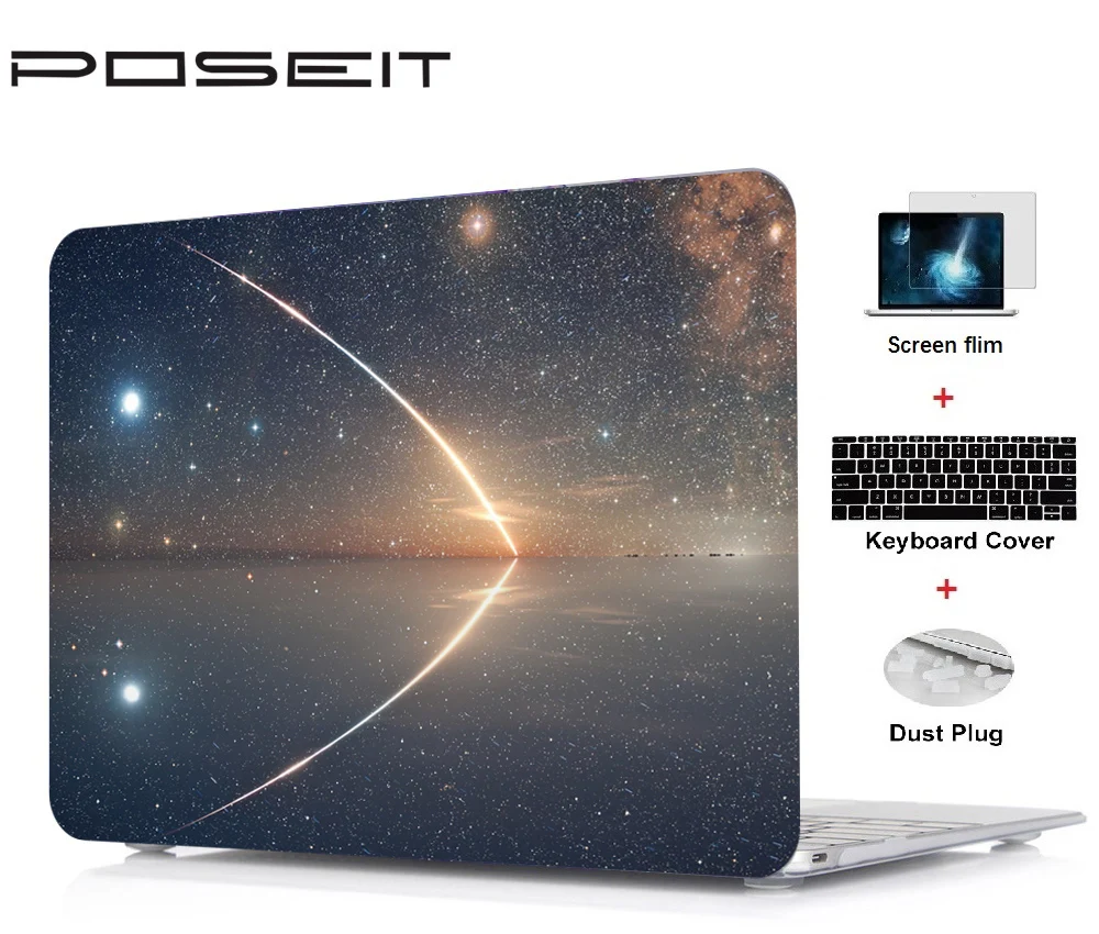 Для Apple Macbook Pro retina 12 13 15 жесткий чехол Корпус ноутбука+ крышка клавиатуры+ пленка для экрана+ пылезащитные заглушки Air 11 13