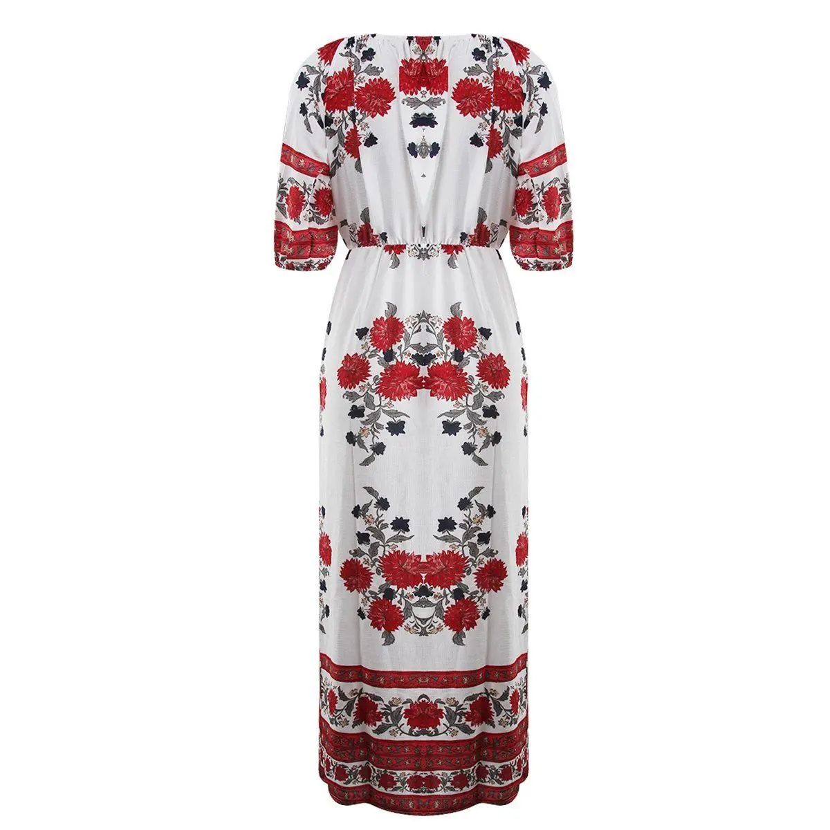 2017 Для женщин летние длинное платье с цветочным рисунком коротким рукавом Лодка