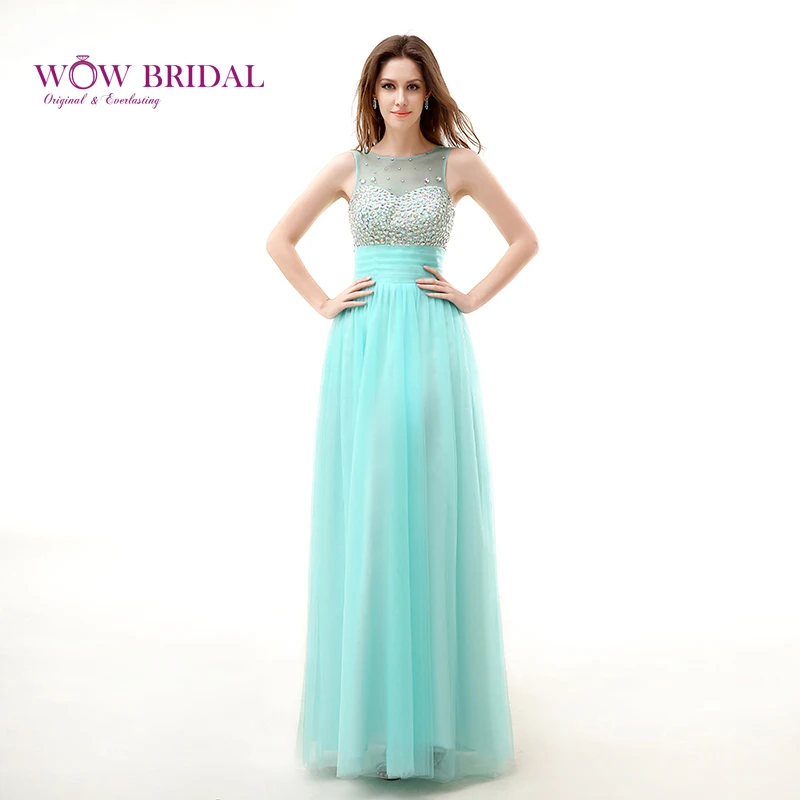 Изящное мятно-зеленое платье Wowbridal для выпускного вечера 2021 прозрачное шифоновое