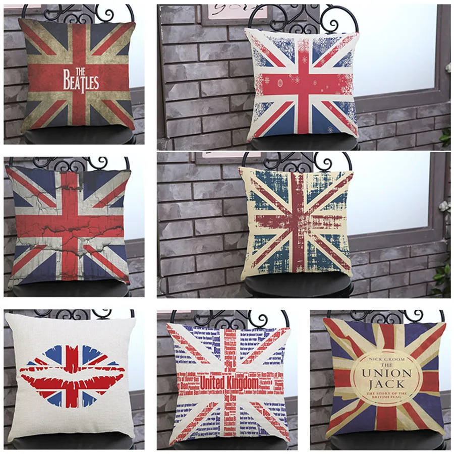 

Наволочка с флагом Великобритании, наволочка для дивана, спальни, подушка из хлопка и льна, домашний декор, 45*45 см, capa de almofada