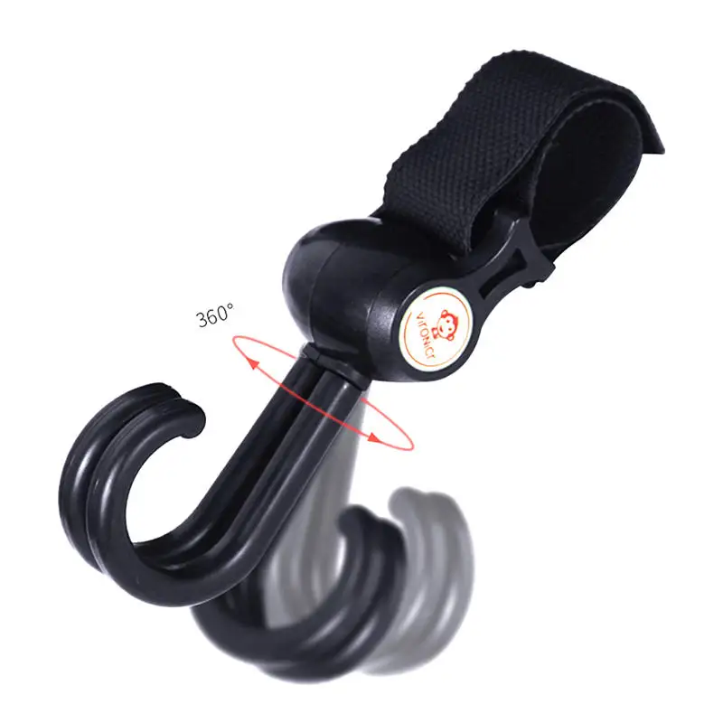 Черный BalleenShiny Baby Stroller Hook Pushchair Shopping Bag Hook Mum Pram Handy Carry Clip Rotatable Double Hook Stroller Accessories - Цвет: Черный