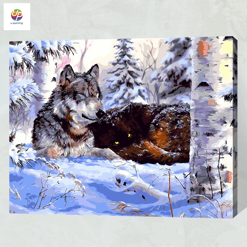 Набор для рисования по номерам на холсте волка снега без рамки | Дом и сад
