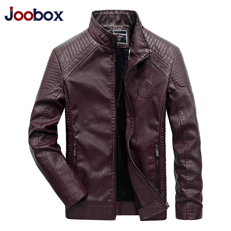 JOOBOX Новая зимняя мужская кожаная куртка пальто Классическая Кожаная