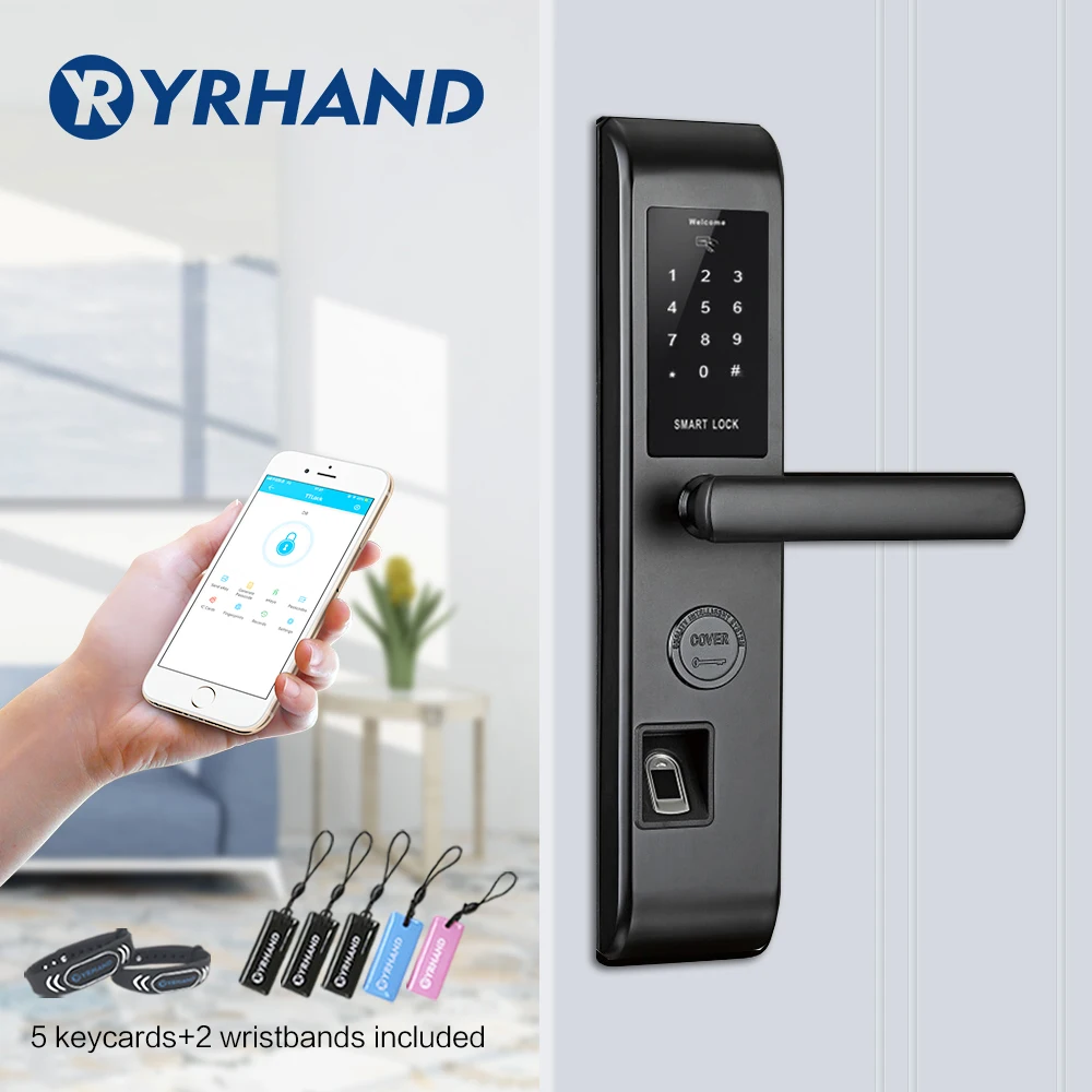 Promo WiFi Smart Door Lock, Intelligent Fingerprint Reader Scanning Password Lock Bluetooth Fingerprint Smart Keyless Lock