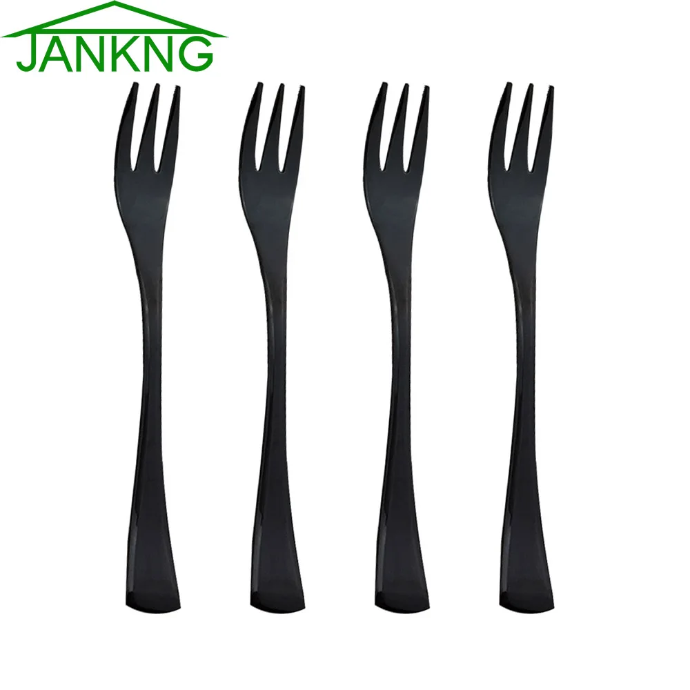 JANKNG 4 Pcs 18/10 Stainless Steel 3-Tines Cake Fork Set Mir