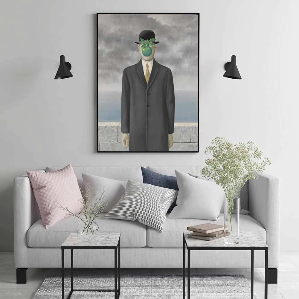 Allenjoy забавная картина на стену зеленое яблоко шляпа Масляные картины для