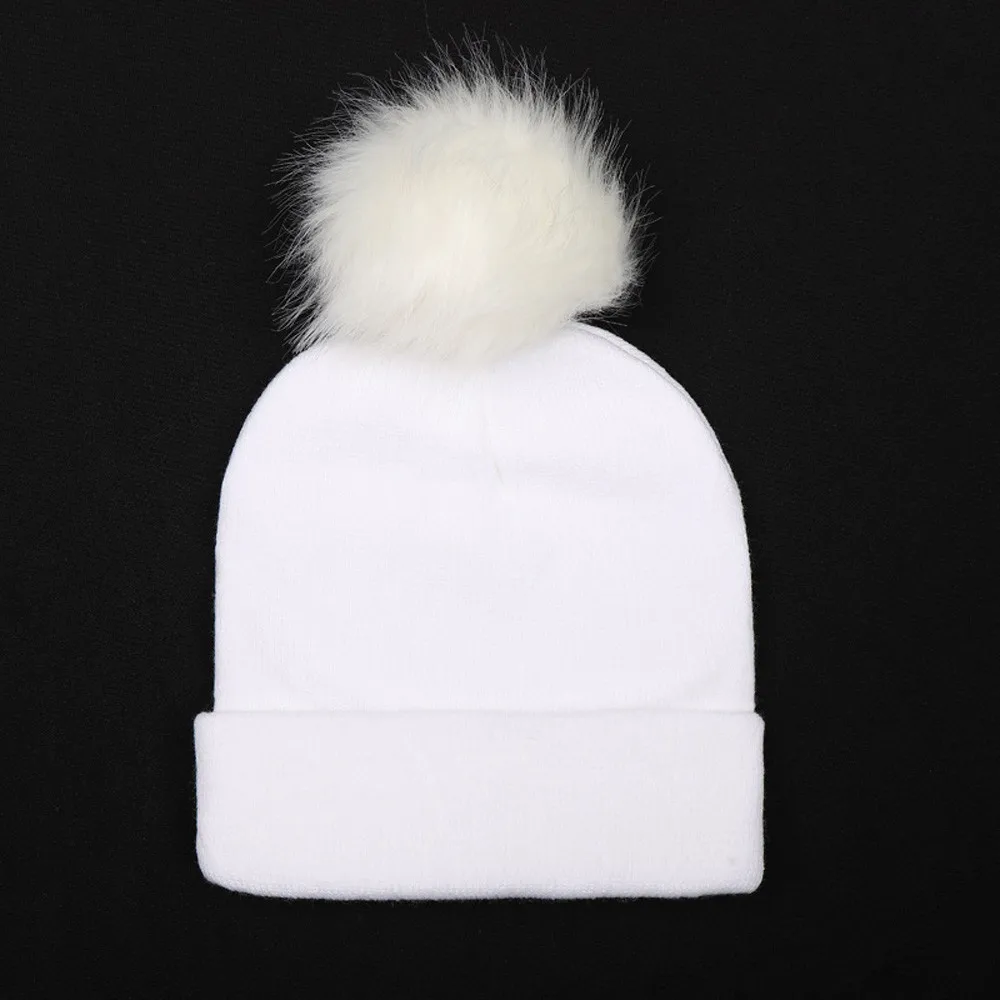 Новинка 2018 теплая зимняя вязаная шерстяная шапка с меховым помпоном для взрослых