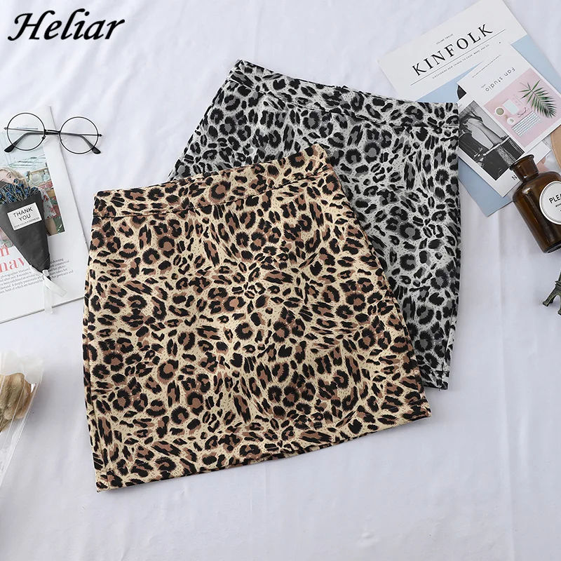 Женская юбка с леопардовым принтом Heliar Клубная облегающая мини высокой талией в