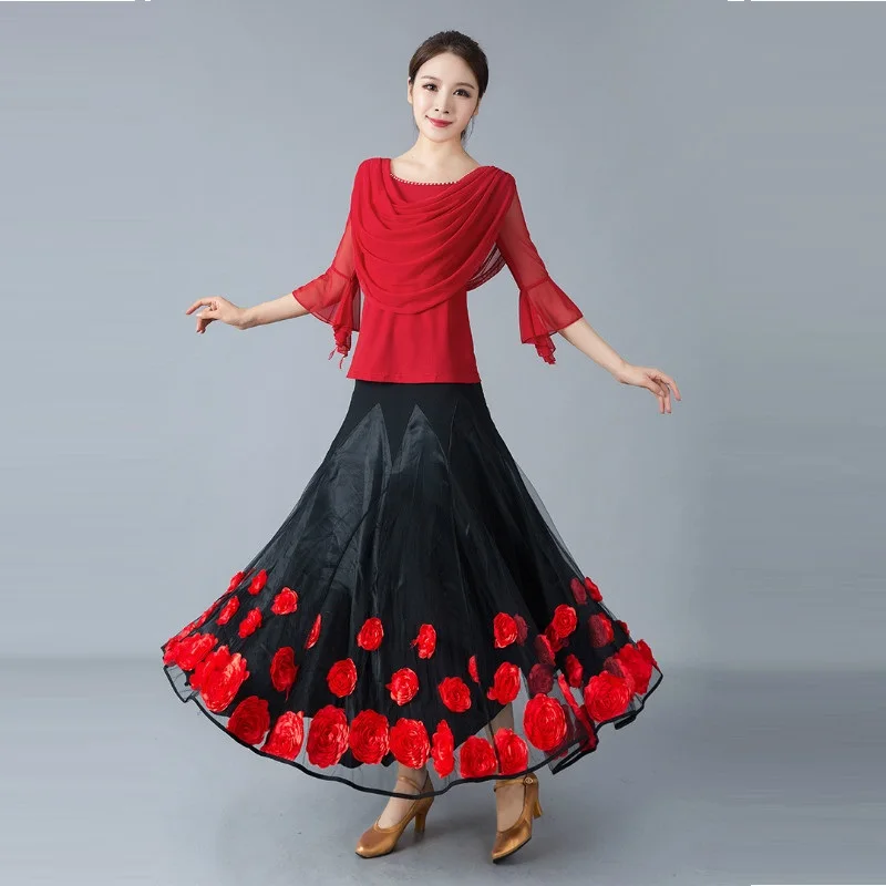 Женская юбка для бальных танцев танцевальное платье с национальным стандартом