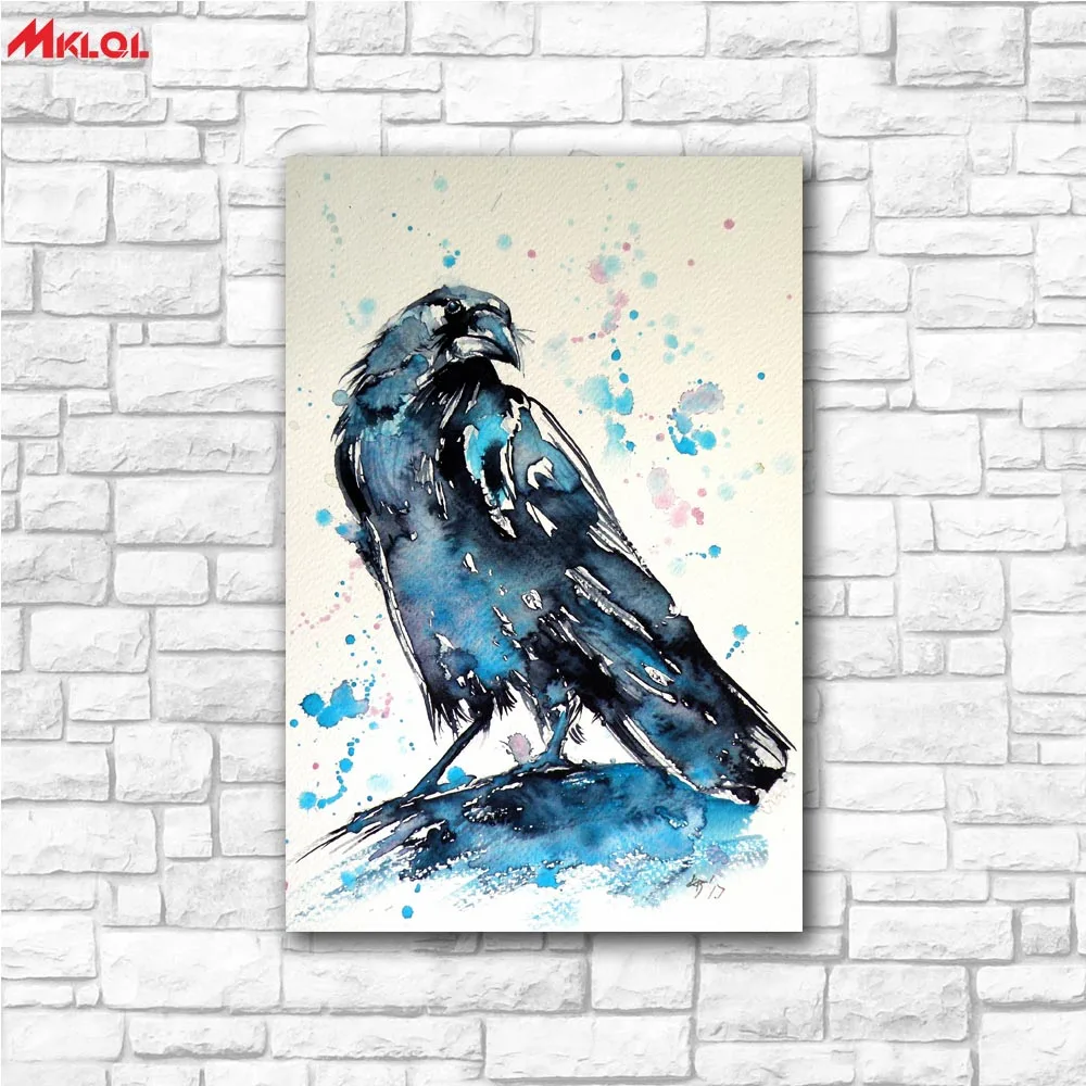 

Large Wall Art, Crow , Restaurant study Bedroom Decor Wall oil Painting Print Nice wall picture for living room no frame