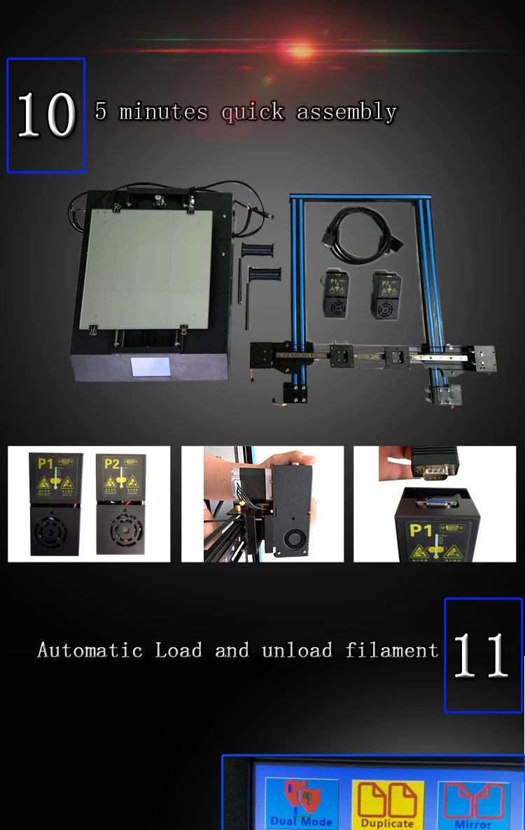 TL-D3 Pro Impresora 3D 300*300*350 мм 3d принтер два цвета с двумя насадками линейная рельсовая зеркальная 3D печать 4,3 дюймов сенсорный экран