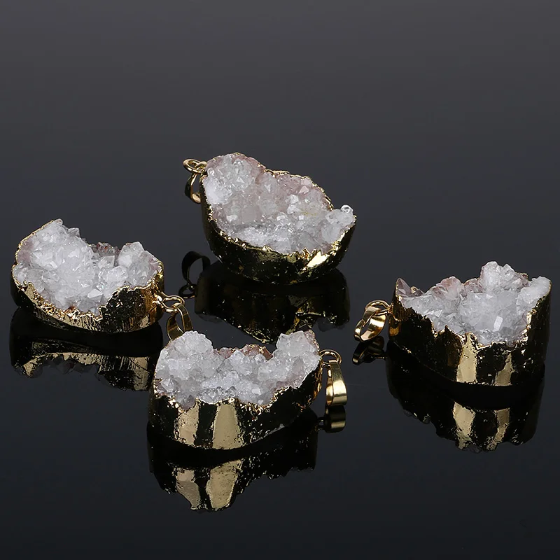 Белые нестандартные кварцевые хрустальные подвески драгоценности