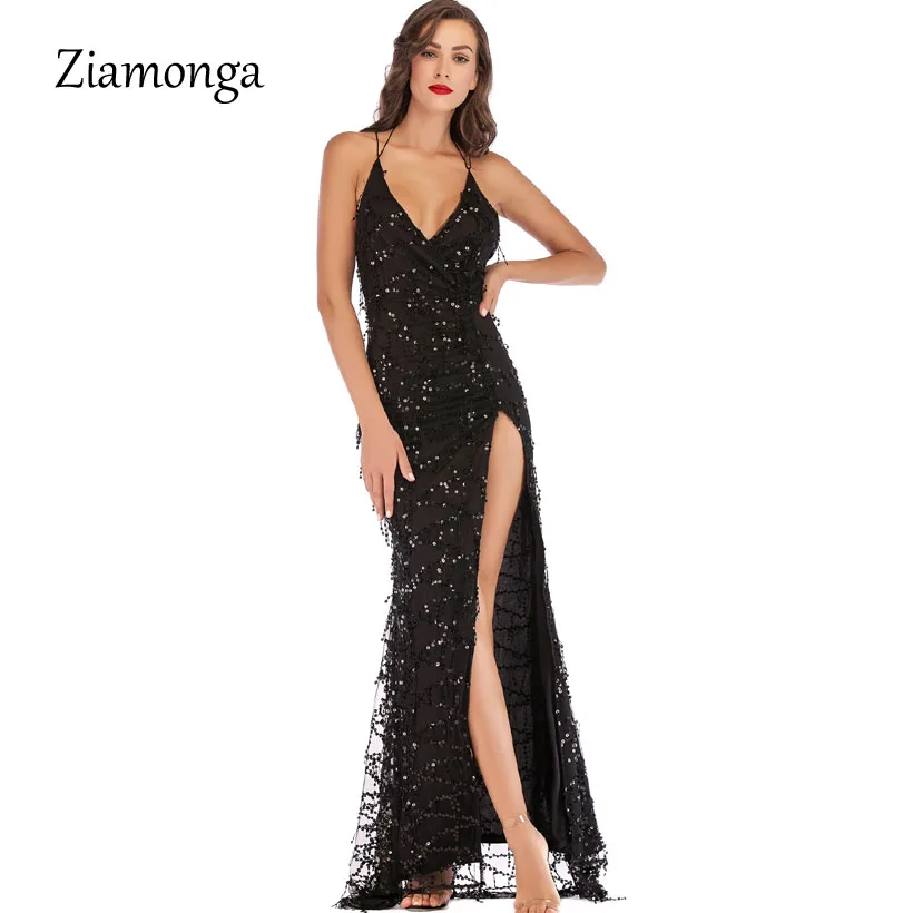 Ziamonga Новое Стильное женское платье с пайетками элегантное раздельное|Женские
