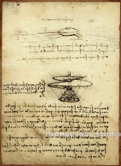 Рукопись да Винчи винтажная картина с самолетом чистый хлопок холст настенная