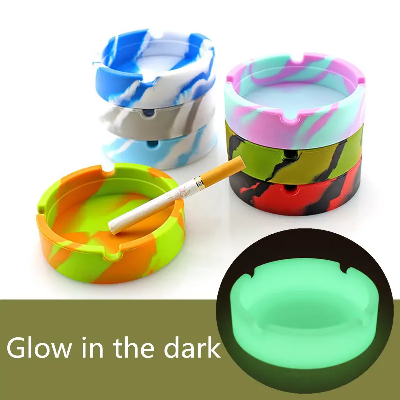1 шт. легкая (белый желтый розовый) силиконовая пепельница портативная круглая