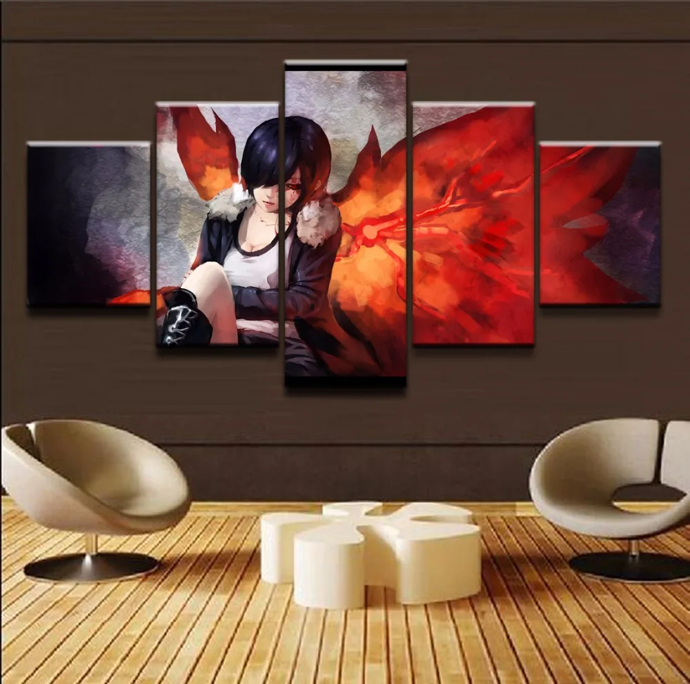 Холст HD принты картины Современный домашний Декор Гостиная 5 штук Touka Kirishima