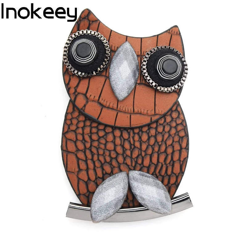 Inokeey Leather OWL Winter Brooch Pins For Women and Men Jewelry Gift 2 Ways Using | Украшения и аксессуары
