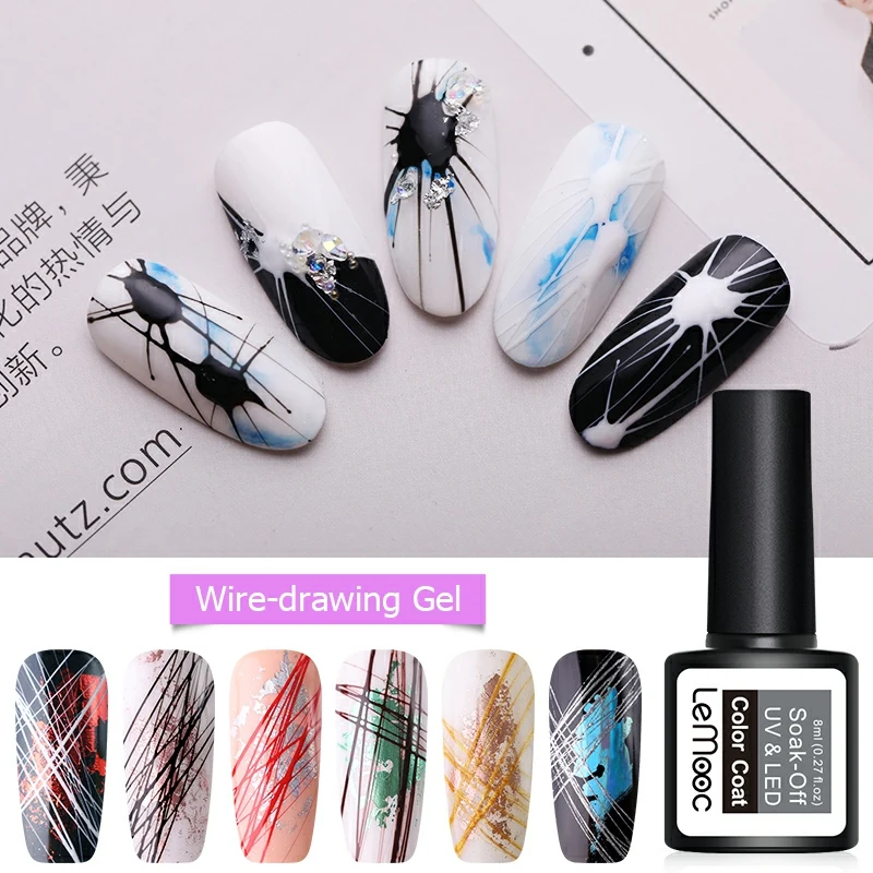 LEMOOC 8 мл Эластичный Гель-лак для волочения проволоки Серебристая Золотая черная