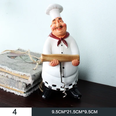 Американский стиль смолы статуэтка шеф-повара творческий белый топ шляпа повара Кухня Декор дома ремесла подарки - Цвет: 98916