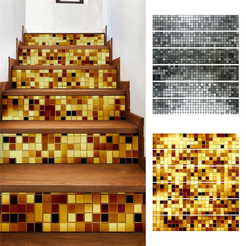 6 шт./Партия DIY 3D наклейки на лестницу креативный Mosic шаблон для комнаты лестницы