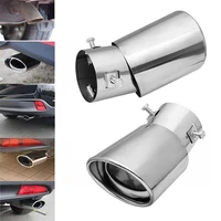 universal 1 8 2 2t car exhaust pipe modified 63mm stainless steel round tail tubes muffler system chrome