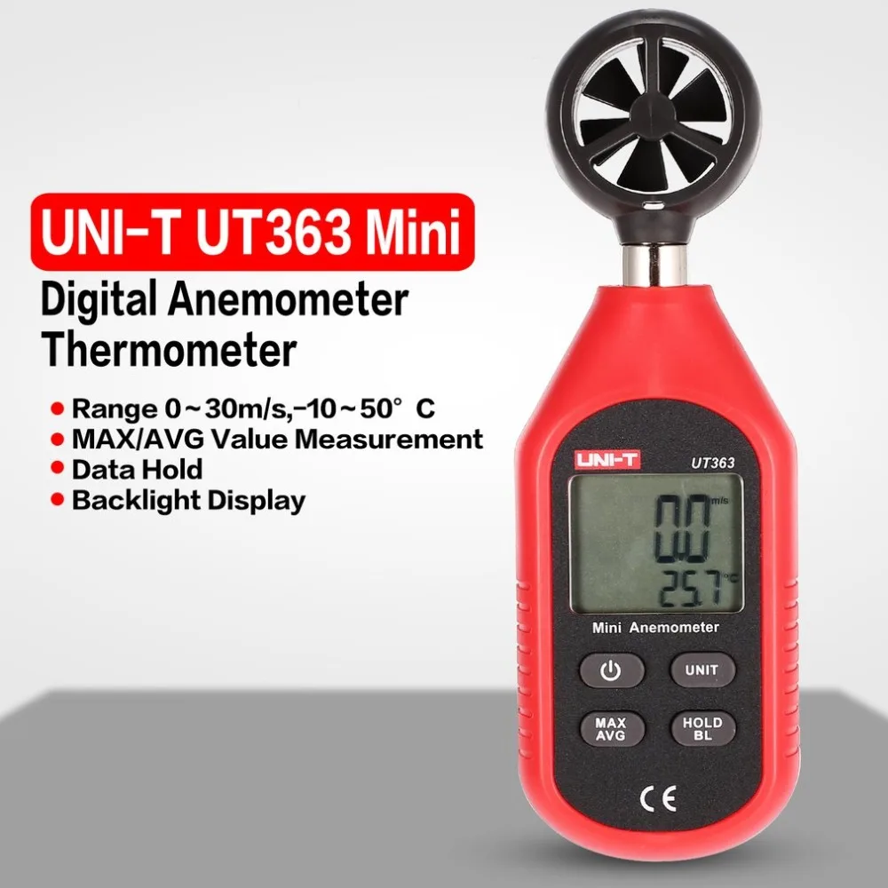 UNI-T UT363 Мини цифровой ЖК-дисплей Анемометр Термометр Ручной Карманный размер
