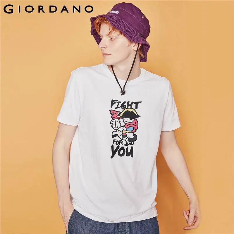 Мужские и женские футболки для пар Giordano стильная футболка унисекс с графическим