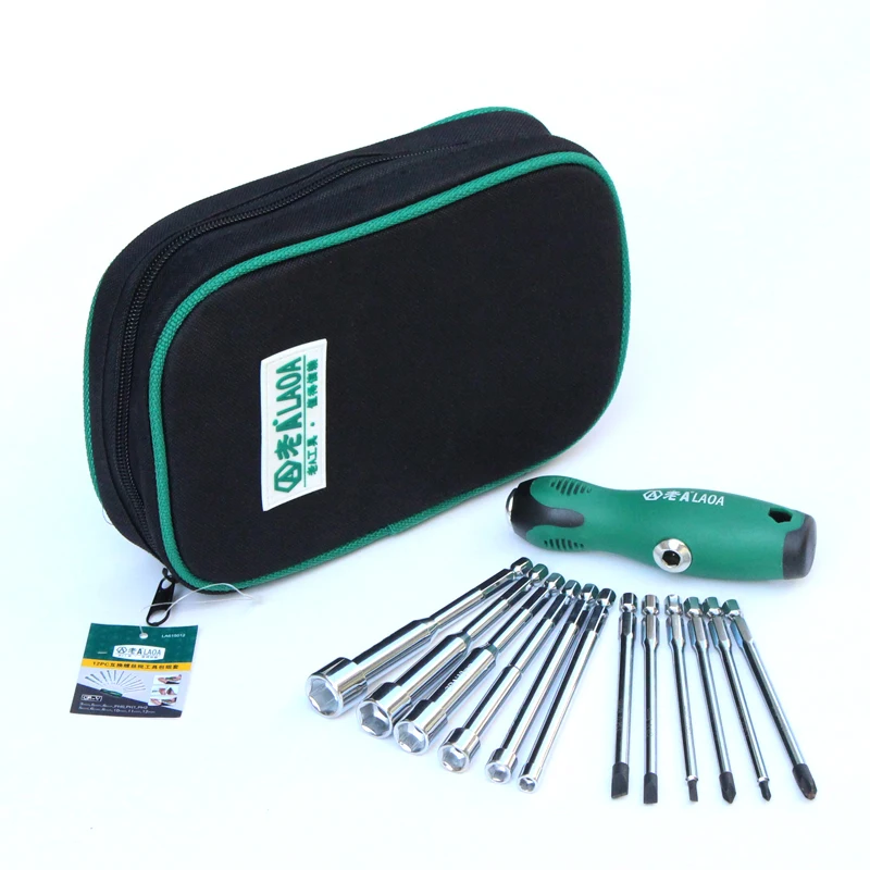 

LAOA CR-V 12 In 1 Socket Screwdriver Kit 6 Sockets And 6 Screwdriver Bit Set Hand Tools Slotted Torx Phillips Bits