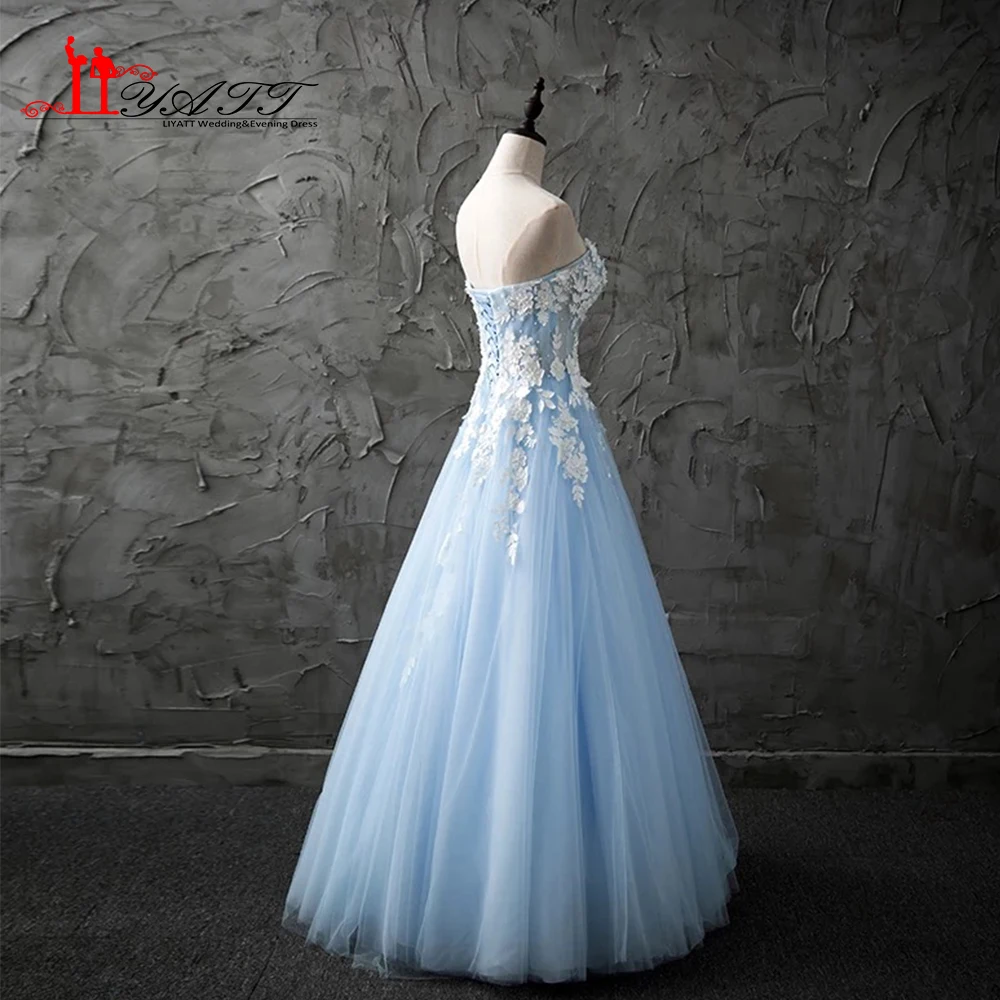 Настоящая фотография 2017 на заказ милое небесно-голубое кружевное платье с