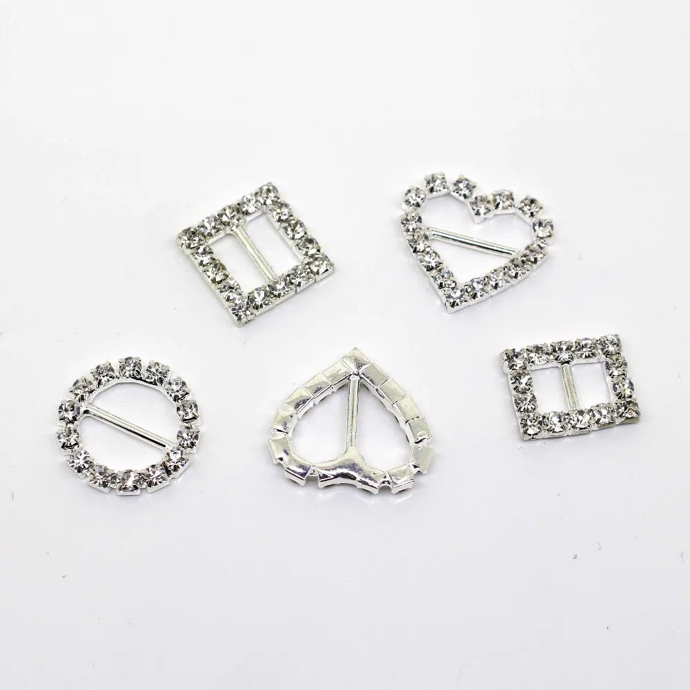 

ZMASEY Hot Sell 10Pcs/Lot Mix Size Rhinestone Buckles Crystal Decor Wedding fit ribbon and Shoe Belt Clothin Buckles Fitting
