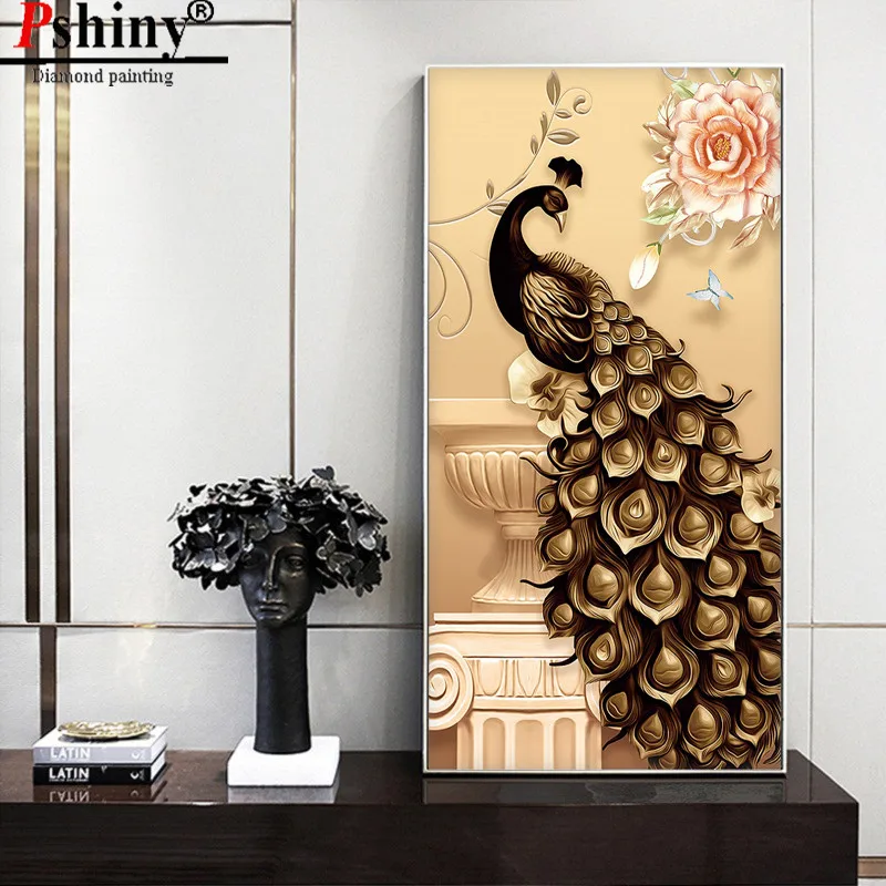 PSHINY DIY 5D алмазная вышивка распродажа черные золотые картины с изображением