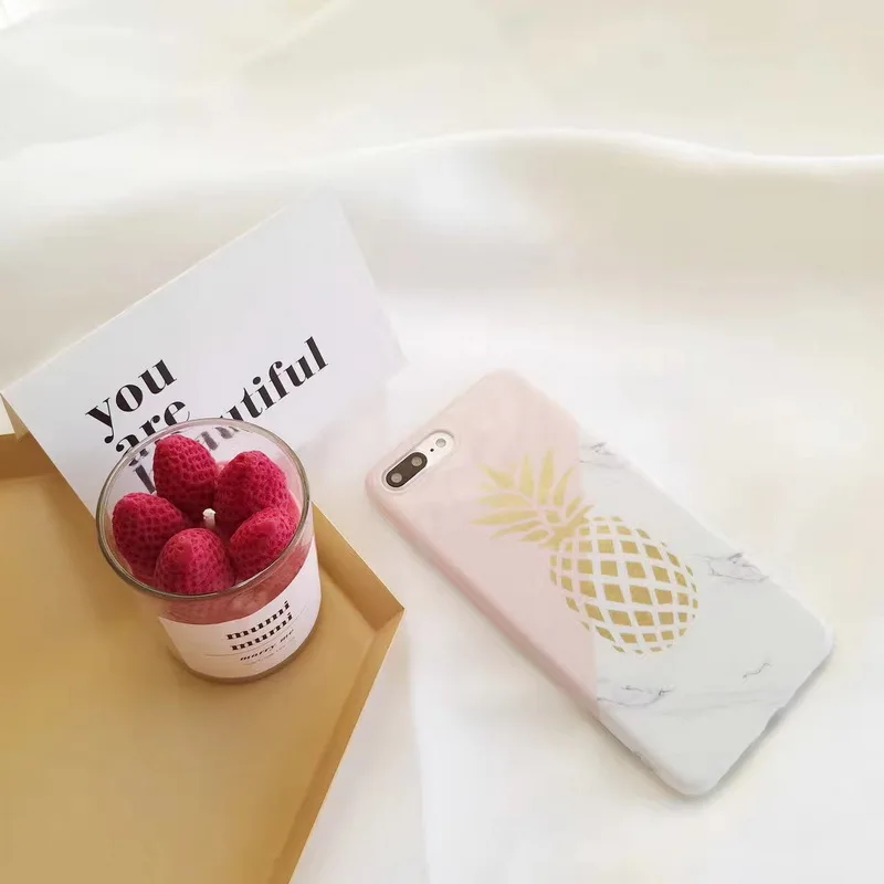 Luxury Gold Pineapple Phone Case For iPhone 6 6S Plus 6Plus 7 7Plus Marble Splice Soft TPU Back Protective Cover |