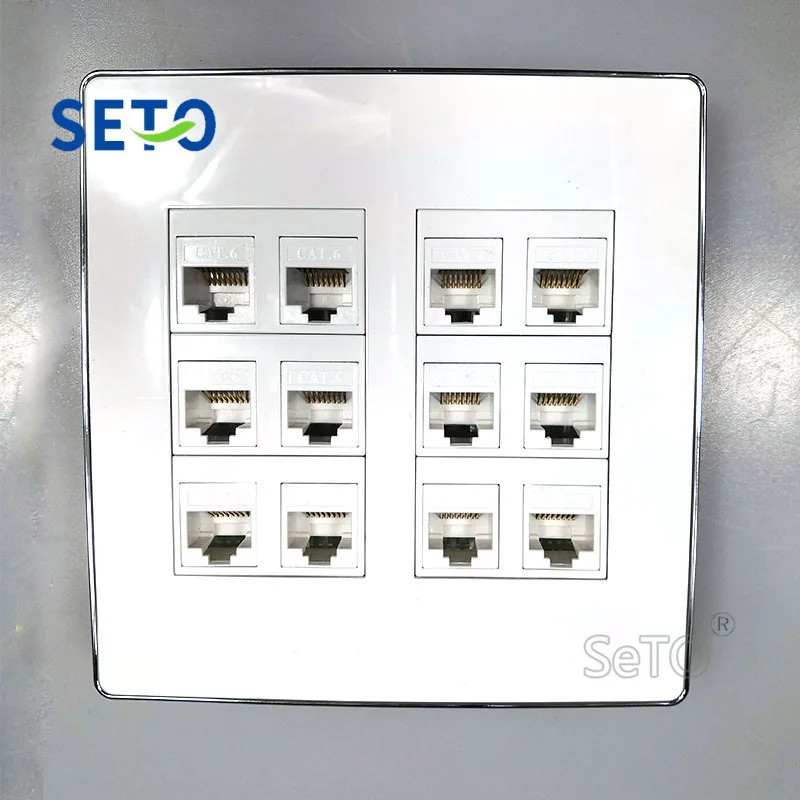 SeTo 120 тип 12 портов RJ45 Cat6 сеть Lan розетка панель розетка настенная пластина Keystone Лицевая панель