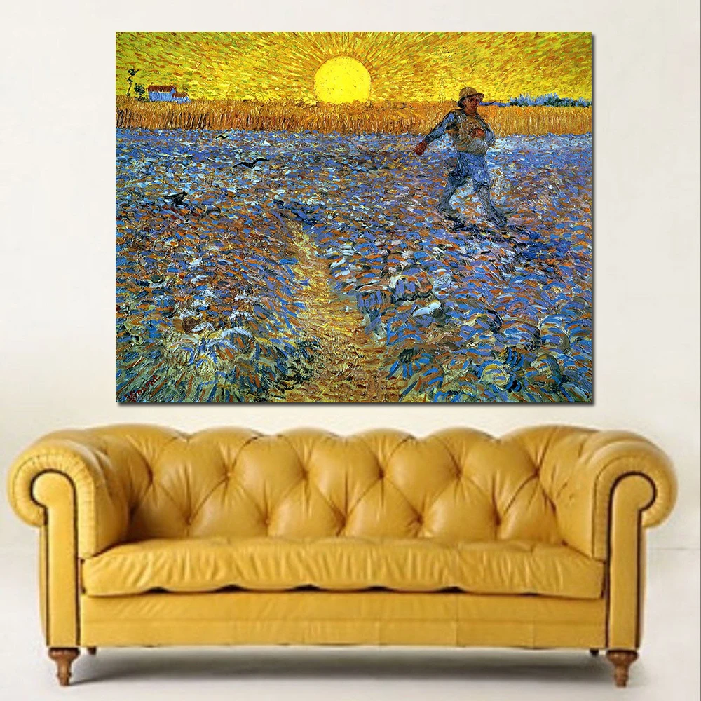 JQHYART меч с закатывающимся солнечным пейзажем от Винсента Ван Гога принт