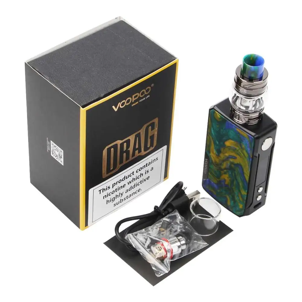 Voopoo Drag 2 TC комплект 177 Вт Drag 2 Коробка мод Vape с 5 мл Uforce T2 SubOhm Танк U2 N3 катушка электронная сигарета испаритель - Цвет: Island