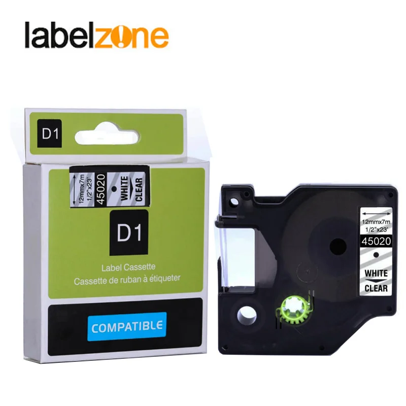 10pack 12mm 45020 white on clear compatible dymo D1 label printer laminated tapes for LabelManager 160 | Компьютеры и офис