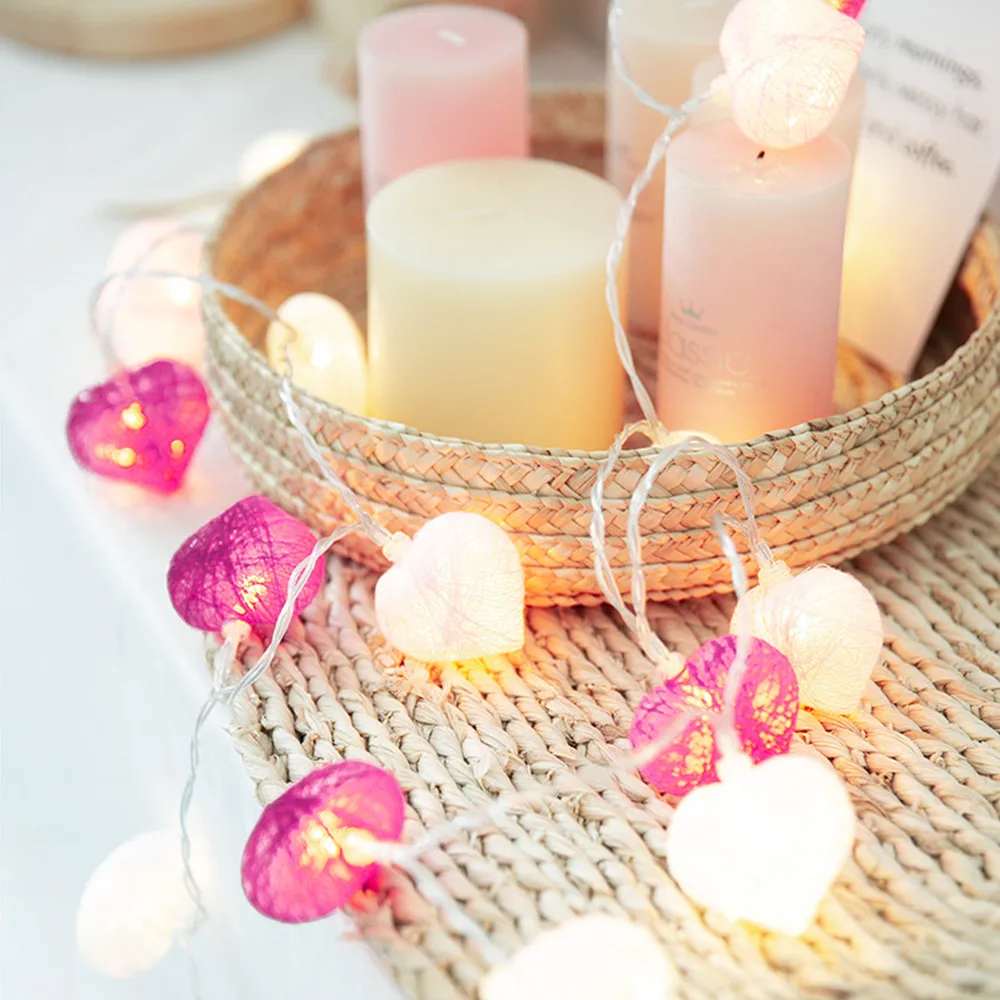 3 м 20LED сердце Хлопок Шар Гирлянда Свет девичье лампа праздник свадьба Вечеринка